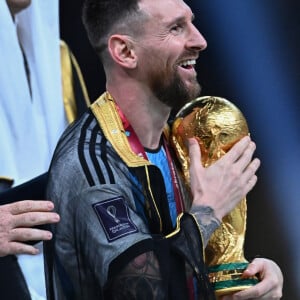 Lionel (Leo) Messi lors de la finale « Argentine - France » de la Coupe du Monde 2022 au Qatar (FIFA World Cup Qatar 2022) le 18 Decembre 2022. © Philippe Perusseau / Bestimage 