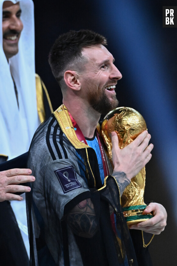 Lionel (Leo) Messi lors de la finale « Argentine - France » de la Coupe du Monde 2022 au Qatar (FIFA World Cup Qatar 2022) le 18 Decembre 2022. © Philippe Perusseau / Bestimage 
