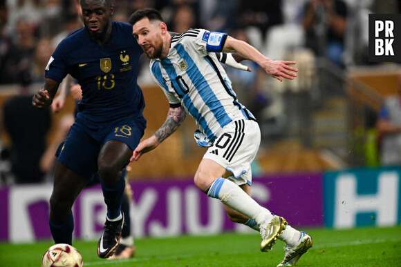 Lionel (Leo) Messi, Dayot Upamecano - Match "France - Argentine (3-3 - tab 2-4)" en finale de la Coupe du Monde 2022 au Qatar, le 18 décembre 2022. © Philippe Perusseau / Bestimage 