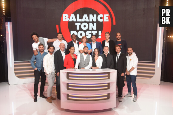 Exclusif - Cyril Hanouna et son équipe de chroniqueurs - Tournage du pilote de l'émission "Balance ton Post!" sur la chaîne C8 à Boulogne-Billancourt, France, le 30 août 2018. © Coadic Guirec/Bestimage 