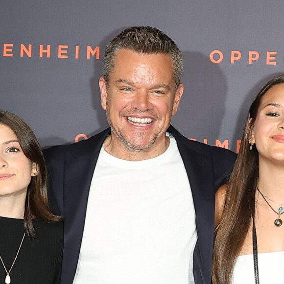 Matt Damon et ses filles Stella et Gia - Première du film "Oppenheimer" au Grand Rex à Paris le 11 juillet 2023. © Coadic Guirec/Bestimage 