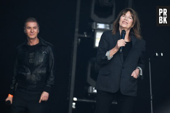 Jane Birkin et Etienne Daho sur la scène du festival des Francofolies 2021 à la Rochelle, le 12 juillet 2021. 