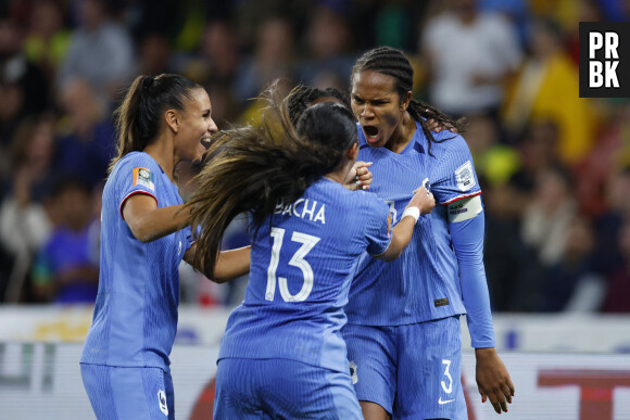 Brisbane, Australia, July 29th 2023: Wendie Renard (3 France) celebrates with teammates after scoring her team's second goal during the FIFA Womens World Cup 2023 Group F football match between France and Brazil at Brisbane Stadium in Brisbane, Australia.