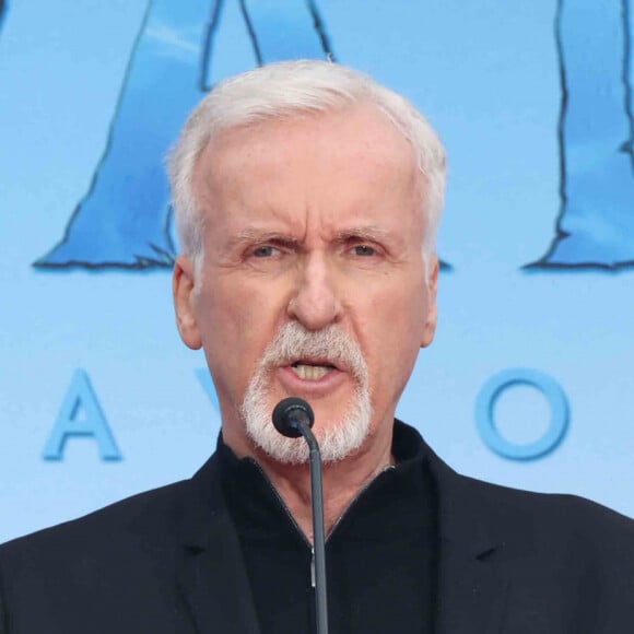 James Cameron lors de cérémonie de pose d'empreintes de mains et de pieds de J. Cameron et J. Landau, au TCL Chinese Theater à Los Angeles, le 12 janvier 2023.