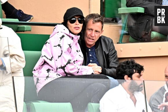 Daniel Riolo et sa compagne Géraldine Maillet - Célébrités en tribune lors du tournoi Rolex Monte Carlo Masters 2023 à Roquebrune-Cap-Martin le 15 avril 2023. © Bruno Bebert/Bestimage