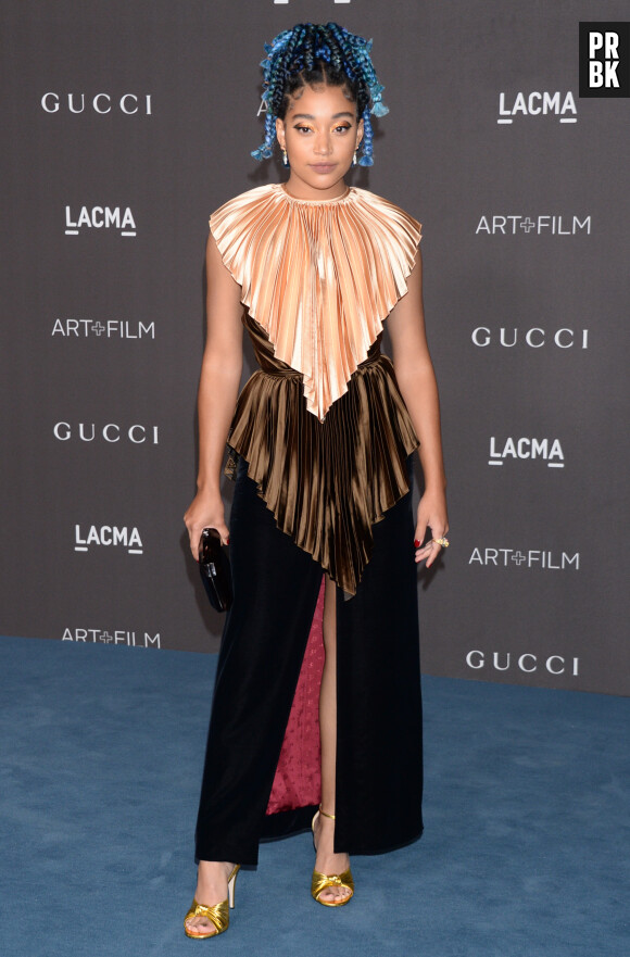 Amandla Stenberg au photocall de la soirée "2019 LACMA Art + Film Gala" au Los Angeles County Museum of Art. Los Angeles, le 2 novembre 2019.