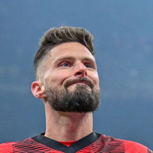 Milano, Italy. 14th, January 2024. Olivier Giroud (9) of AC Milan scores for 2-0 during the Serie A match between AC Milan and Roma at San Siro in Milano. 