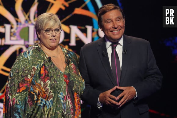 Exclusif - Jean-Pierre Foucault, Laurence Boccolini - Enregistrement à l'occasion des 15 ans de l'émission "Qui veut gagner des millions ?" sur TF1 au studio Carrère A de La Plaine Saint-Denis le 31 aout 2015.