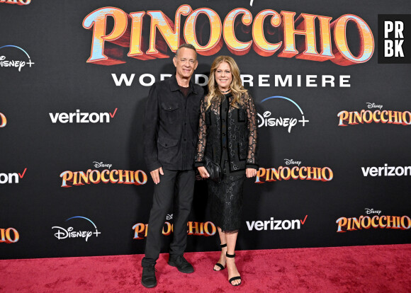 Tom Hanks et sa femme Rita Wilson au photocall de la première mondiale du film Pinocchio (Disney) au Walt Disney Studios à Burbank le 7 septembre 2022.