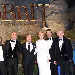 Andy Serkis, Peter Jackson, James Nesbitt, Martin Freeman, Cate Blanchett, Richard Armitage et Sir Ian McKellen - Avant-premiere du film "Le Hobbit : un voyage inattendu" a Londres, le 12 décembre 2012.