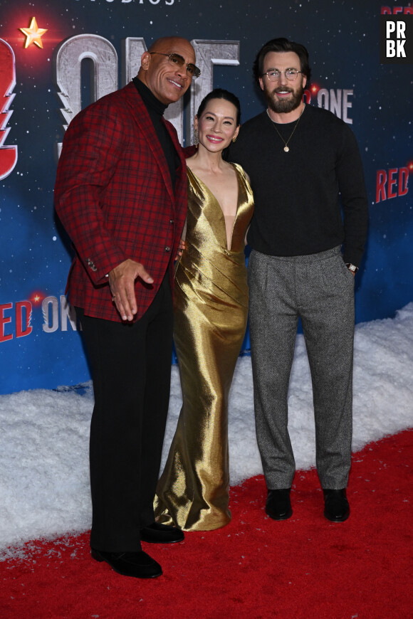 Dwayne Johnson, Lucy Liu et Chris Evans - Première du film "Red One" à New York.