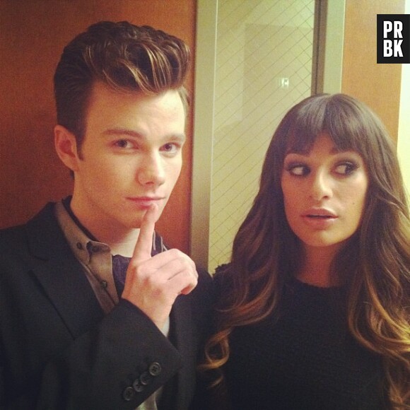 Lea Michele et Chris Colfer sur le tournage de Glee