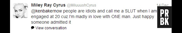 Miley se défend sur twitter