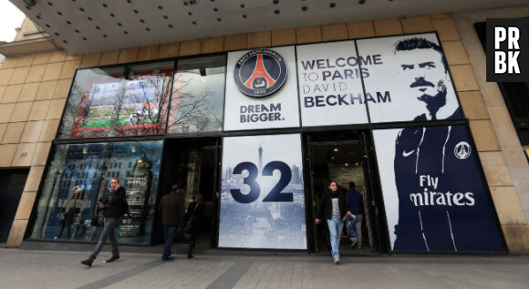 La boutique du PSG sur les Champs Elysées se met aux couleurs de David Beckham