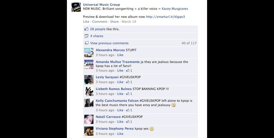 Les fans de K-Pop s&#039;en prennent à Universal sur Facebook