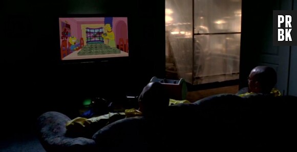 Les acteurs de Breaking Bad devant Les Simpson