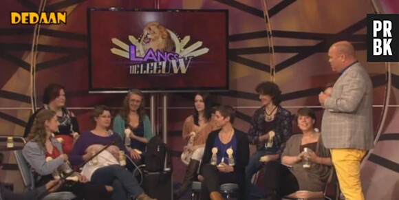 Un présentateur néerlandais créé le buzz en tétant le sein d'une femme en direct à la télévision dans l'émission Langs de Leeuw