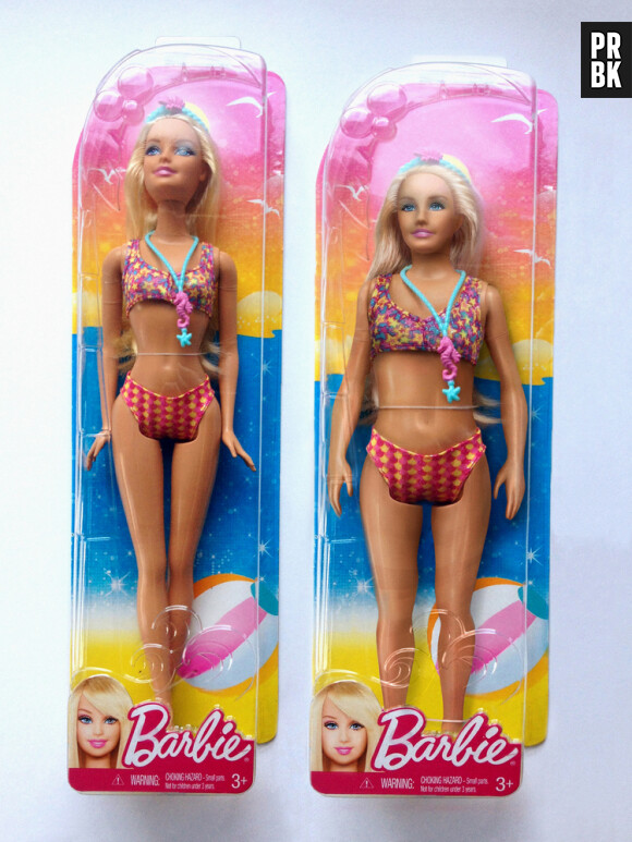 Barbie avec des mensurations humaines à côté d'une Barbie traditionnelle