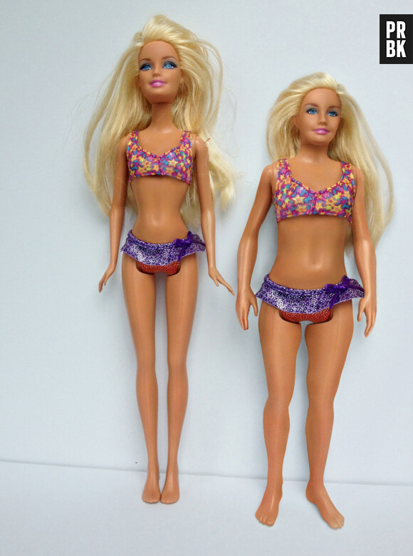 Barbie avec des mensurations humaines à côté d'une Barbie traditionnelle