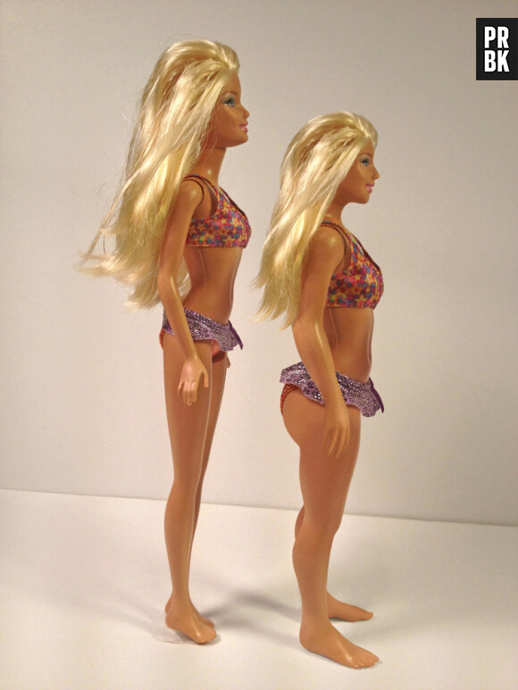 Barbie avec des mensurations humaines à côté d'une Barbie traditionnelle