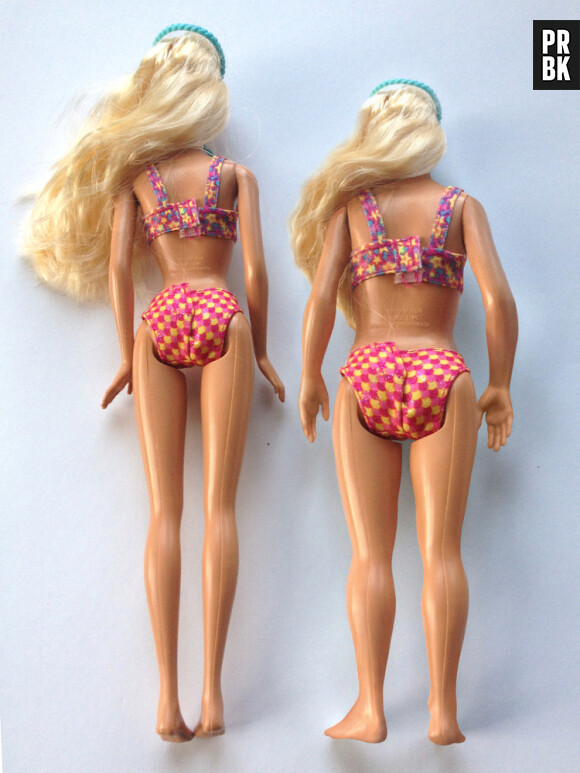 Barbie avec des mensurations humaines à côté d'une Barbie traditionnelle