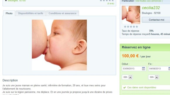Louez des seins à 100 euros par jour... pour allaiter bébé