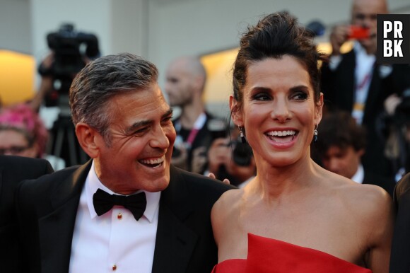 Sandra Bullock et George Clooney complices à la Mostra de Venise le 28 août 2013.
