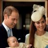 Kate Middleton et le Prince William pour le baptême du Prince George à Londres, le 23 octobre 2013