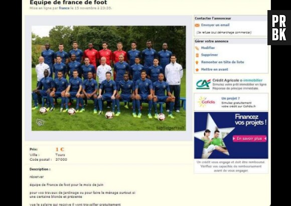 L'équipe de France de football bradée à un euro sur Le Bon Coin