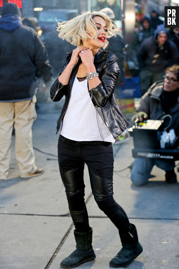 Rita Ora en plein shooting à New York, le 16 décembre 2013