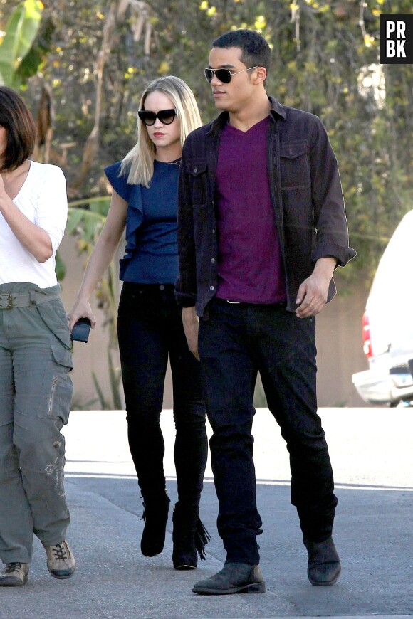 Glee saison 5 : Becca Tobin et Jacob Artist sur le tournage d'un épisode le 16 janvier 2014 à Los Angeles