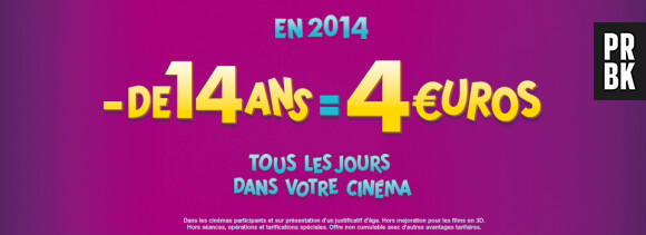 Les séances de cinéma à 4€ pour les moins de 14 ans