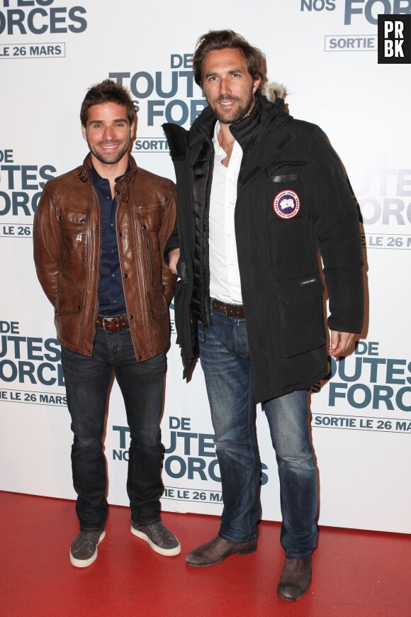 Arnaud Clément et Arnaud Di Pascale sur le tapis rouge de "De toutes nos forces", le 17 mars 2014 à Paris