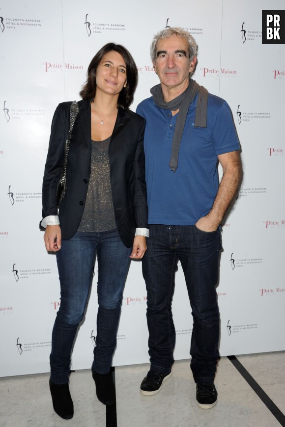 Estelle Denis et Raymond Domenech à l'ouverture du restaurent La Petite Maison de Nicole, le 21 janvier 2013