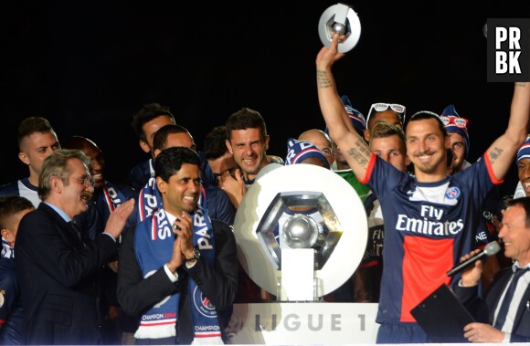 PSG : Zlatan Ibrahimovic fête sa saison de rêve, le 17 mai 2014 au Parc des Princes