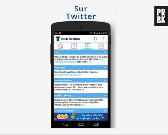 Inside Les Bleus : l'application pour suivre les joueurs de l'équipe de France sur Twitter