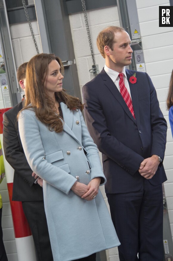 Kate Middleton enceinte au côté du Prince William pour la visite d'une raffinerie, le 8 novembre 2014 au Pays de Galles