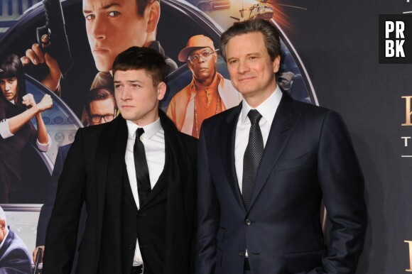 Taron Egerton et Colin Firth à l'avant-première de Kingsman Services Secrets