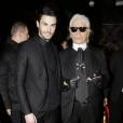  Baptiste Giabiconi et Karl Lagerfeld pour le lancement du blog "Giabiconi Style" 