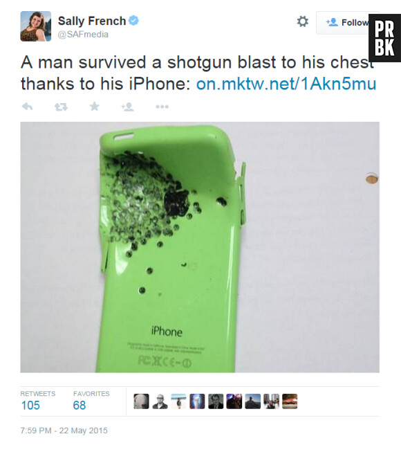 En Angleterre, un Anglais a été sauvé d'un coup de fusil à pompe mortel par son iPhone