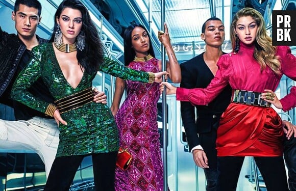 Kendall Jenner, Gigi Hadid, Jourdan Dunn égéries sexy de la collection Balmain x H&M créée par Olivier Rousteing, en boutiques le 5 novembre 2015