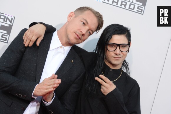 Diplo et Skrillex sur le tapis rouge des American Music Awards, le 22 novembre 2015