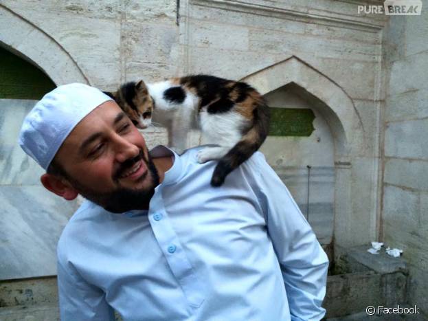 Mustafa Efe, l'imam de la mosquée Aziz Mahmud Hüdayi à Istanbul, laisse les portes ouvertes pour les chats errants