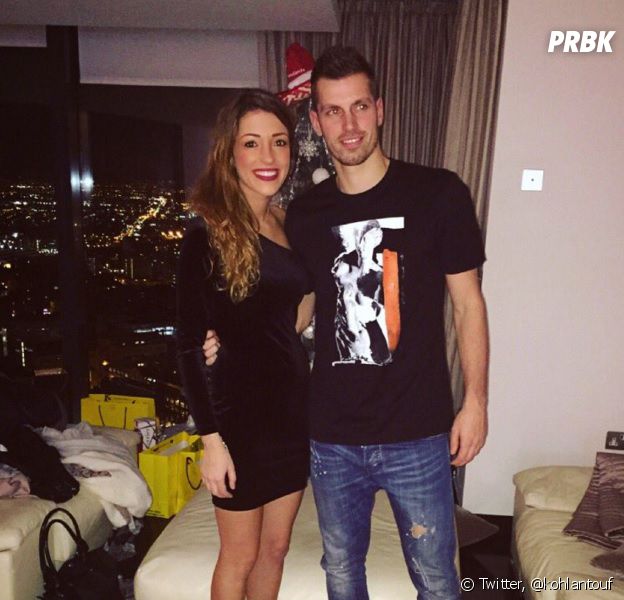 Morgan Schneiderlin of France's girlfriend Camille Sold during the