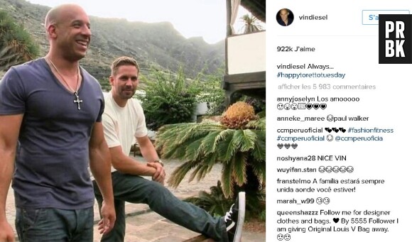 Les hommages à Paul Walker postés par Vin Diesel le jour de son anniversaire.