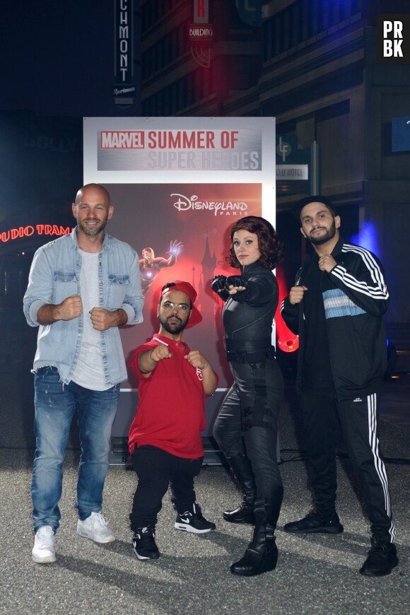 Franck Gastambide, Malik Bentalha et Anouar Toubali présents au lancement de Marvel Summer of Super Heroes à Disneyland Paris ce samedi 9 juin 2018