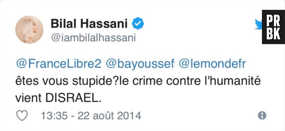Bilal Hassani s'explique après la publication de tweets datant de 2014 à propos d'Israel ou Dieudonné