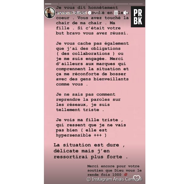 Anaïs Camizuli s'adresse cash à ses haters