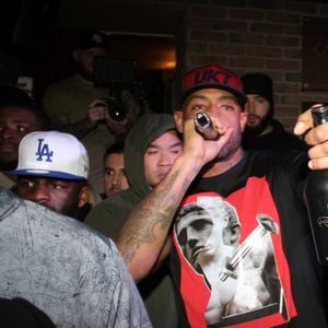 Exclusif - Prix Spécial - No Web - Le rappeur Booba en concert pour la promotion de son D.U.C Whisky au Hobo club à Paris, France, le 22 octobre 2017. © Phiilippe Baldini/Bestimage  Exclusive - For Germany Call For Price - No Web - Raper Booba promoting his D.U.C Whisky at Hobo club in Paris, France, on octobre 22th, 2017. 