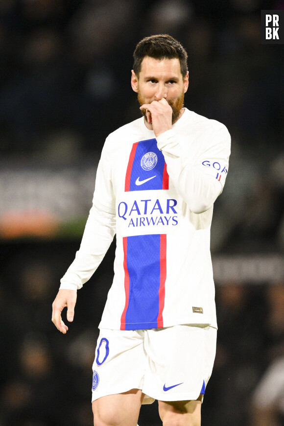 Lionel Leo Messi (PSG) - Match de football Ligue 1 Uber Eats Angers Vs PSG (Paris Saint-Germain) 0-2 à Angers le 21 avril 2023. © JB Autissier / Panoramic / Bestimage  Football - League 1 Uber Eats - Angers Vs PSG (0-2) in Angers on 21/04/2023 